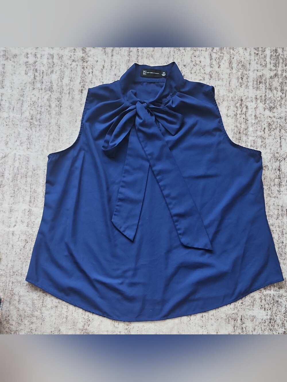 New York & Company Sleeveless Bow-Tie Blouse - Royal Blue